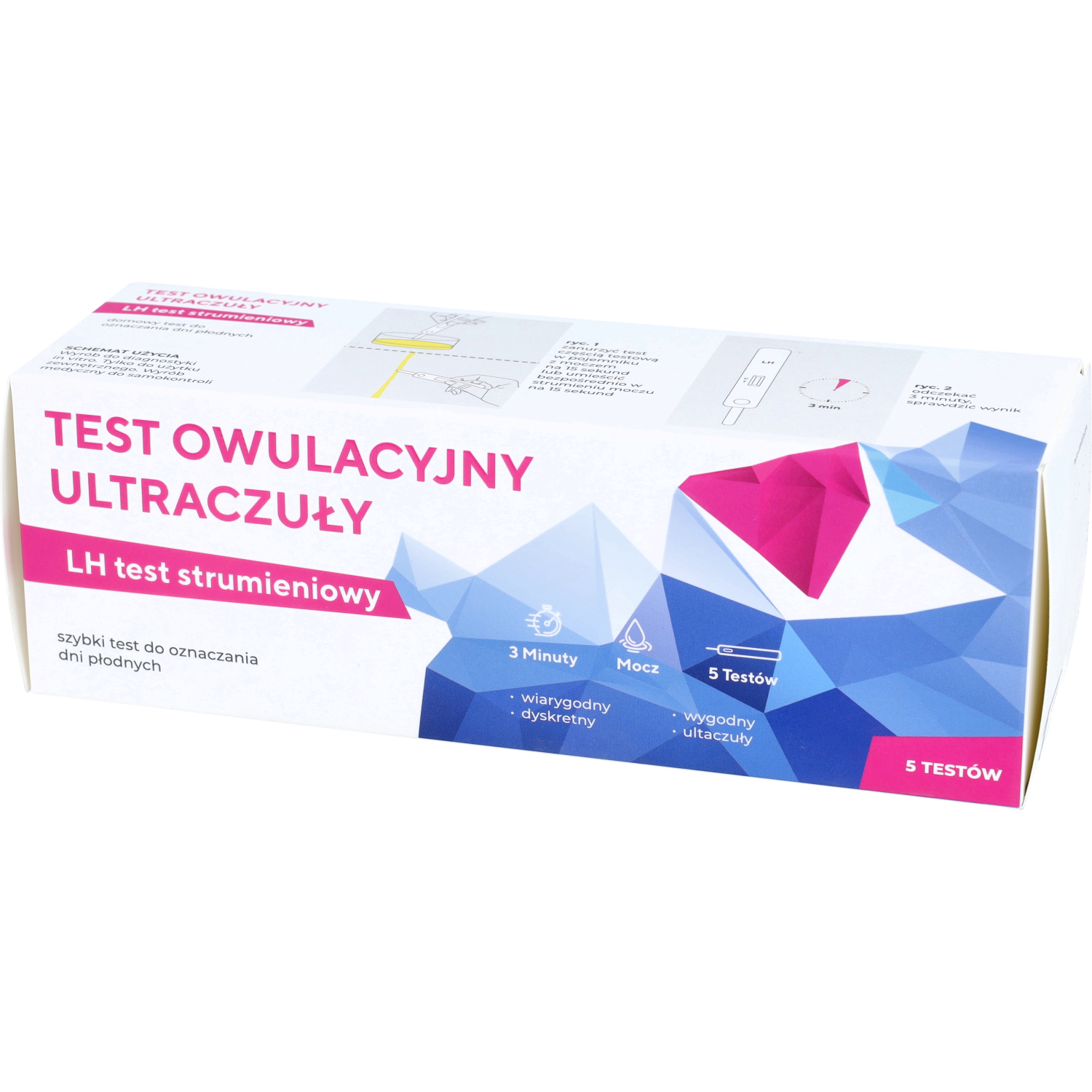 Diather - ultraczuły domowy strumieniowy test owulacyjny służący do wykrywania hormonu lh w moczu, test do oznaczania dni płodnych, 5 sztuk