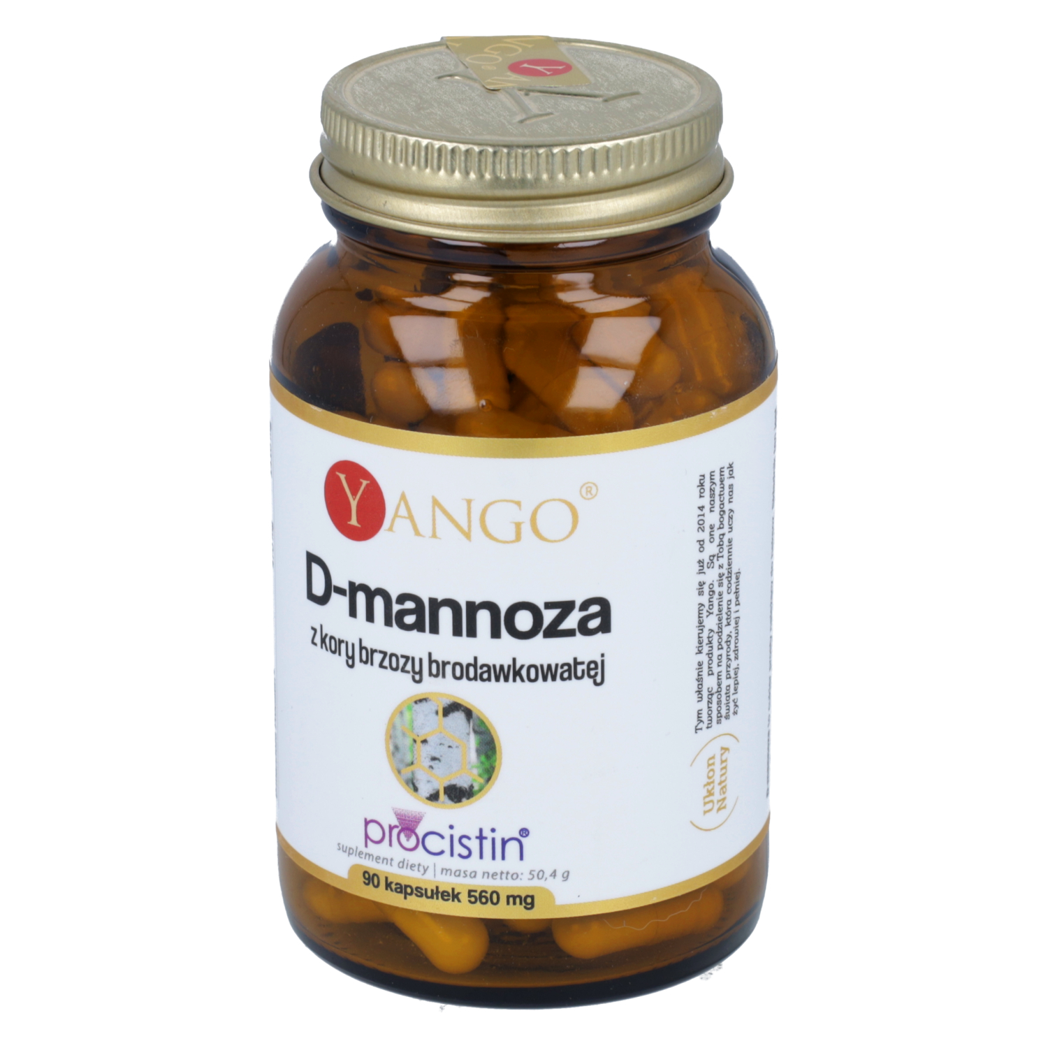 Yango d-mannoza z kory brzozy brodawkowatej, 90 kapsułek (data ważności: 30.04.2026)