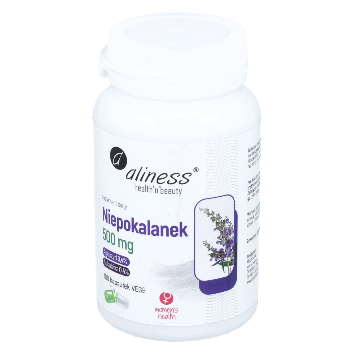 Aliness, niepokalanek 500 mg, 100 kapsułek