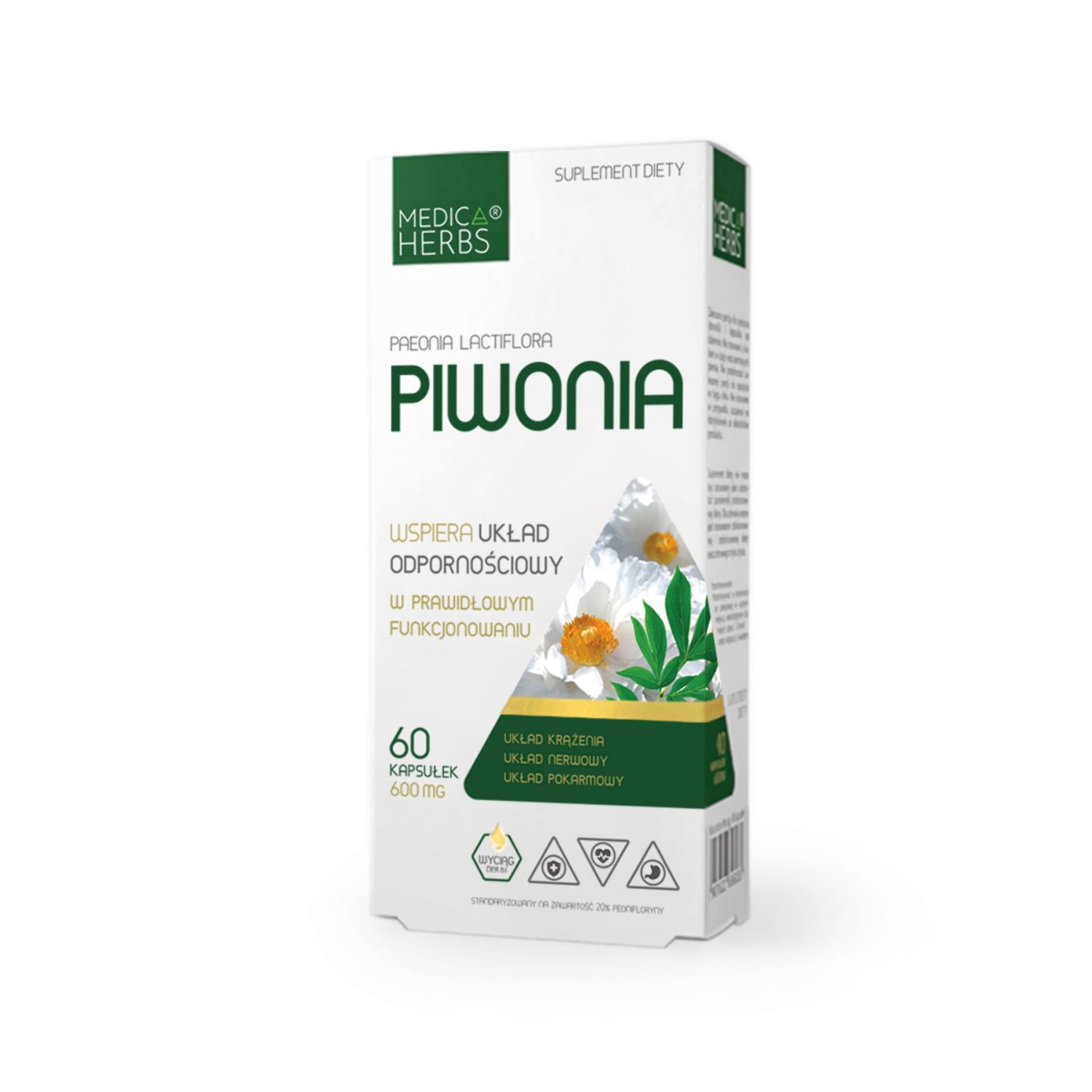 Medica herbs piwonia 600 mg, 60 kapsułek