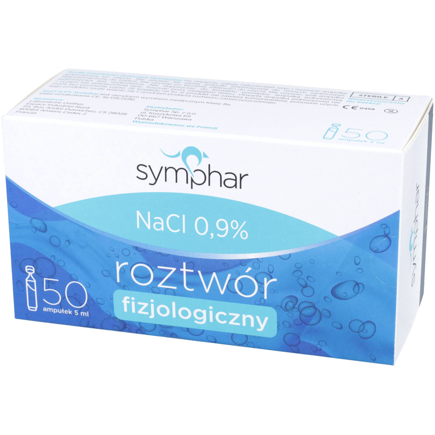 Symphar - nacl 0,9%, roztwór soli fizjologicznej (5 ml), 50 ampułek