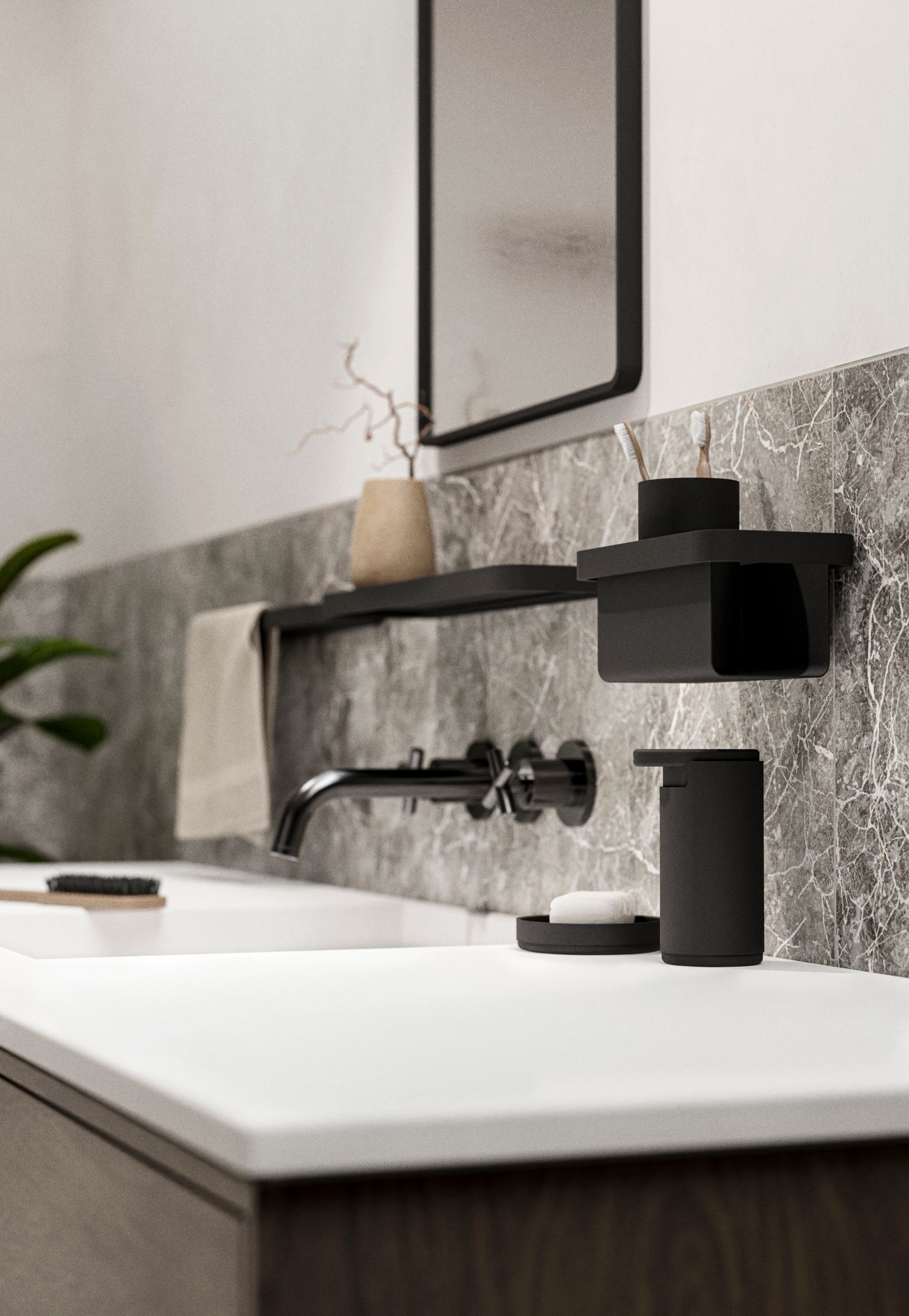 Zone Denmark Rim półka łazienkowa 22 cm czarna 14636