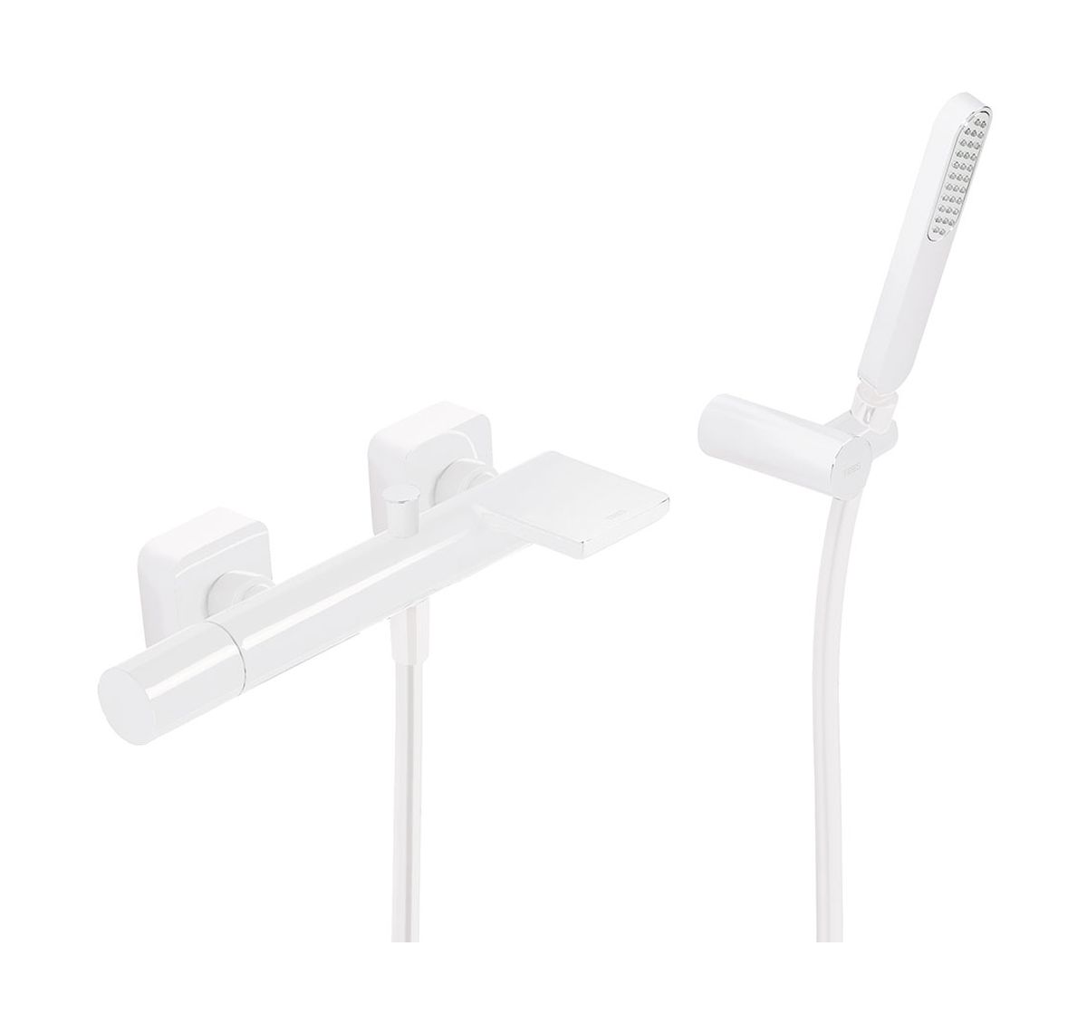 Tres Loft Colors bateria wannowo-prysznicowa ścienna z kaskadą biały mat 200.170.01.BM