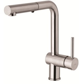 Paffoni Light bateria kuchenna z wyciąganą wylewką stal szczotkowana LIG285ST