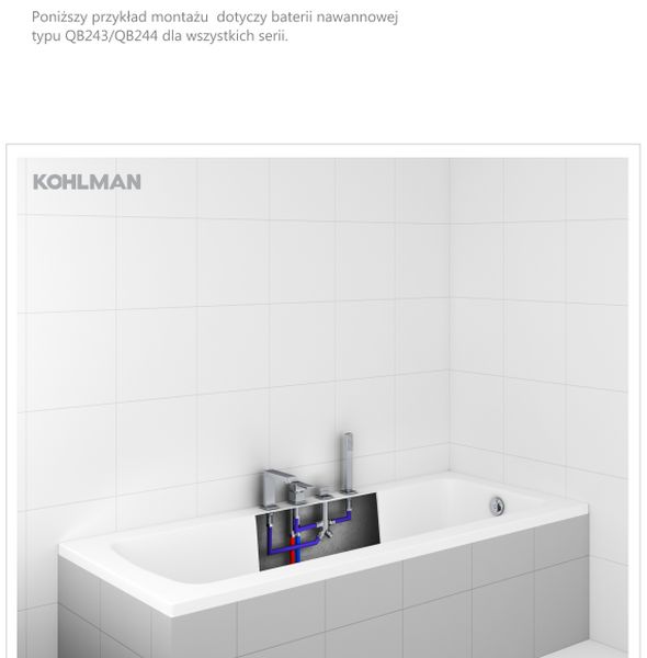 Kohlman Excelent bateria wannowo-prysznicowa 4-otworowa chrom QB243H