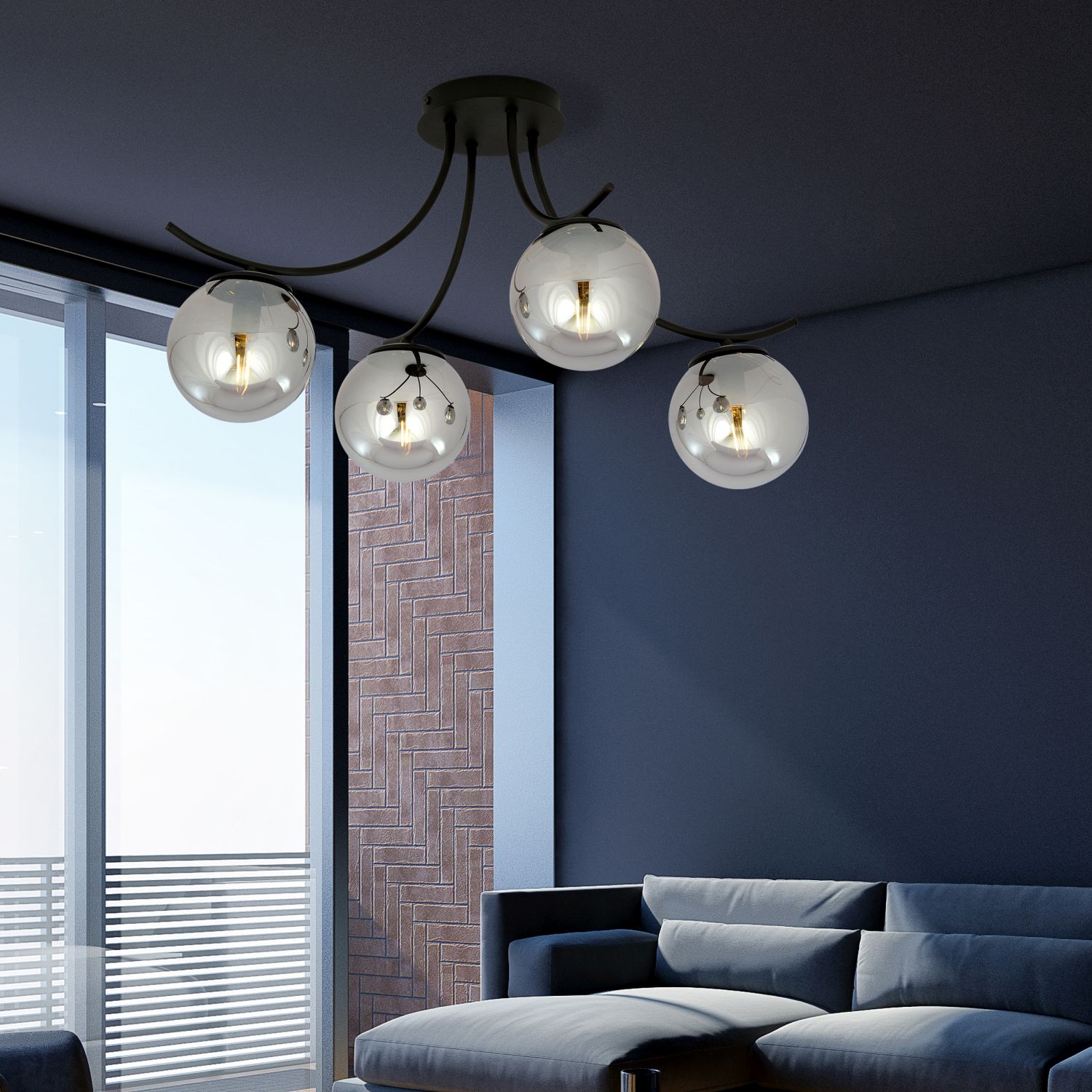 Emibig Boston lampa podsufitowa 4x10 W czarna-grafitowa 1110/4