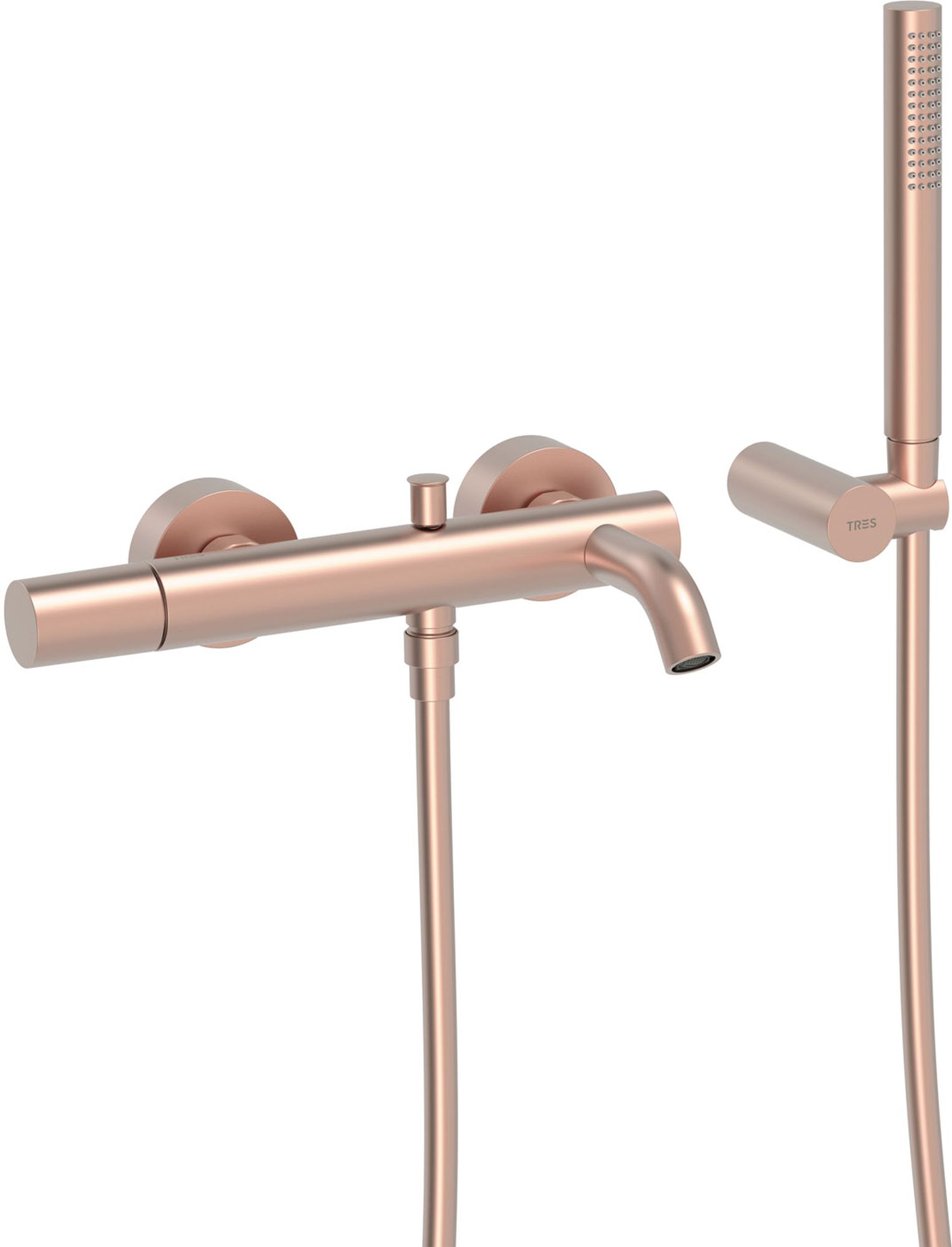 Tres Study Exclusive bateria wannowo-prysznicowa ścienna różowe złoto mat 26117001OPM
