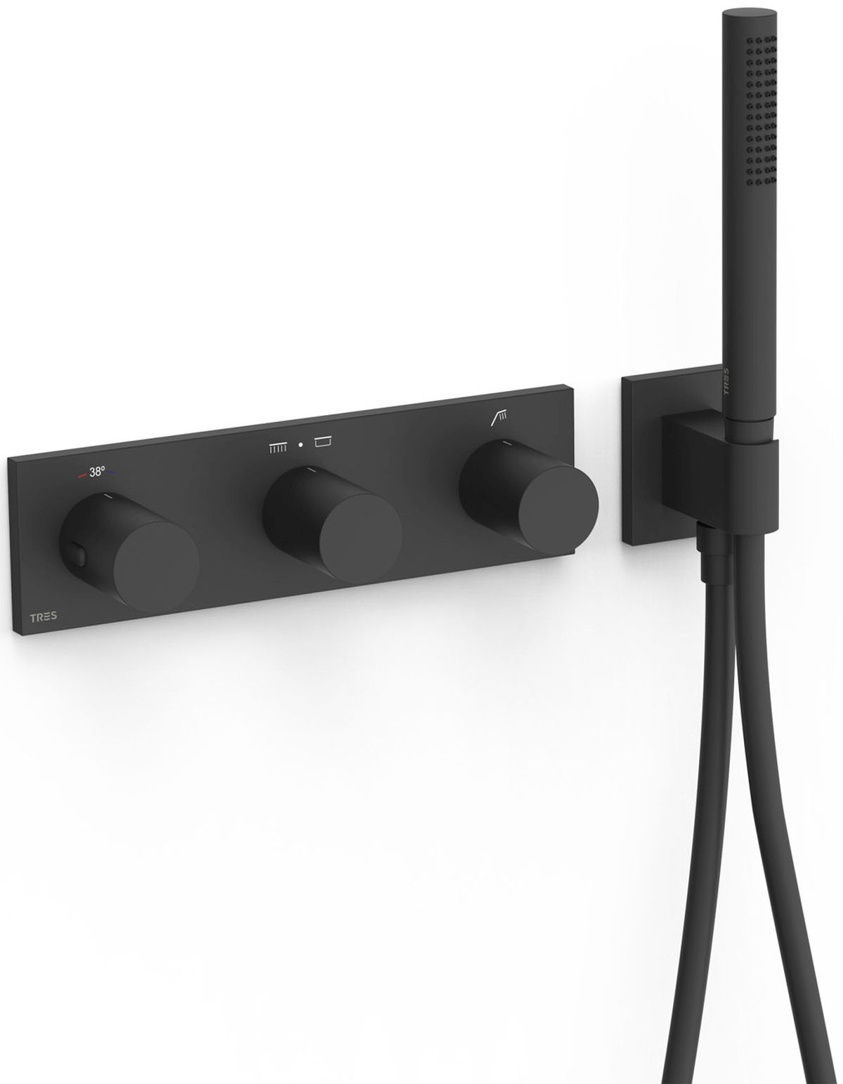 Tres B-System bateria wannowo-prysznicowa podtynkowa termostatyczna czarny mat 30735301NM