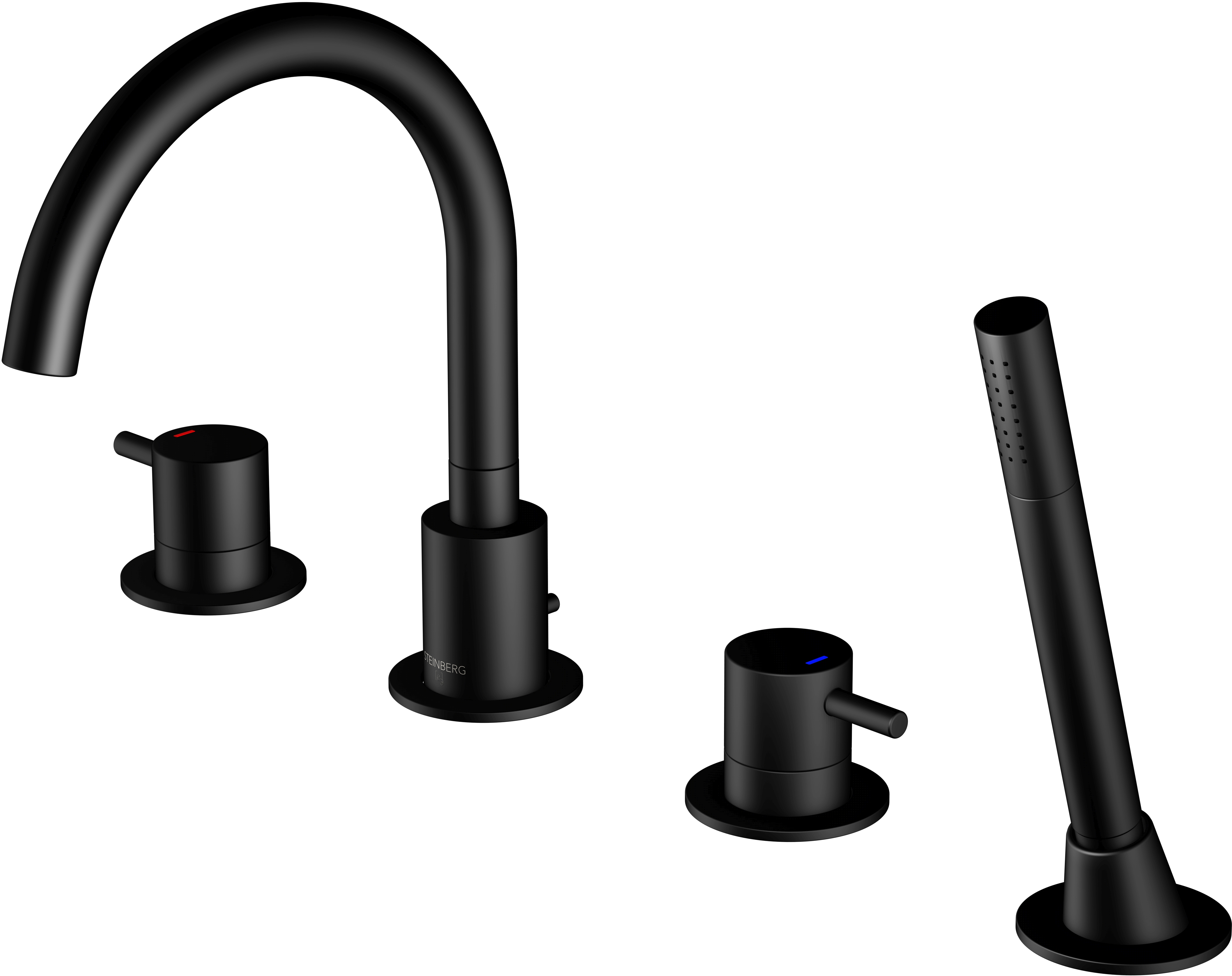 Steinberg 100 bateria wannowo-prysznicowa 4-otworowa czarny mat 1002400S