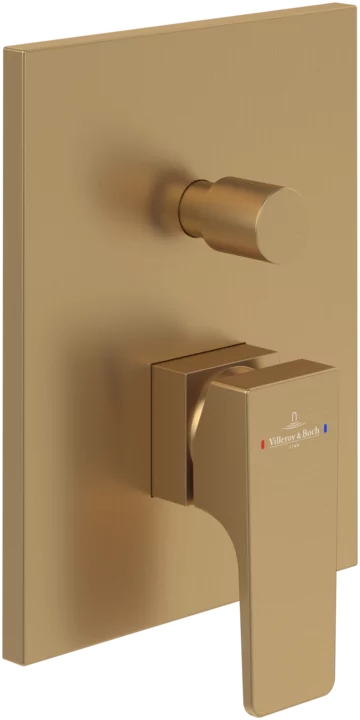 Villeroy & Boch Architectura Square bateria wannowo-prysznicowa podtynkowa Brushed Gold TVS12500300076