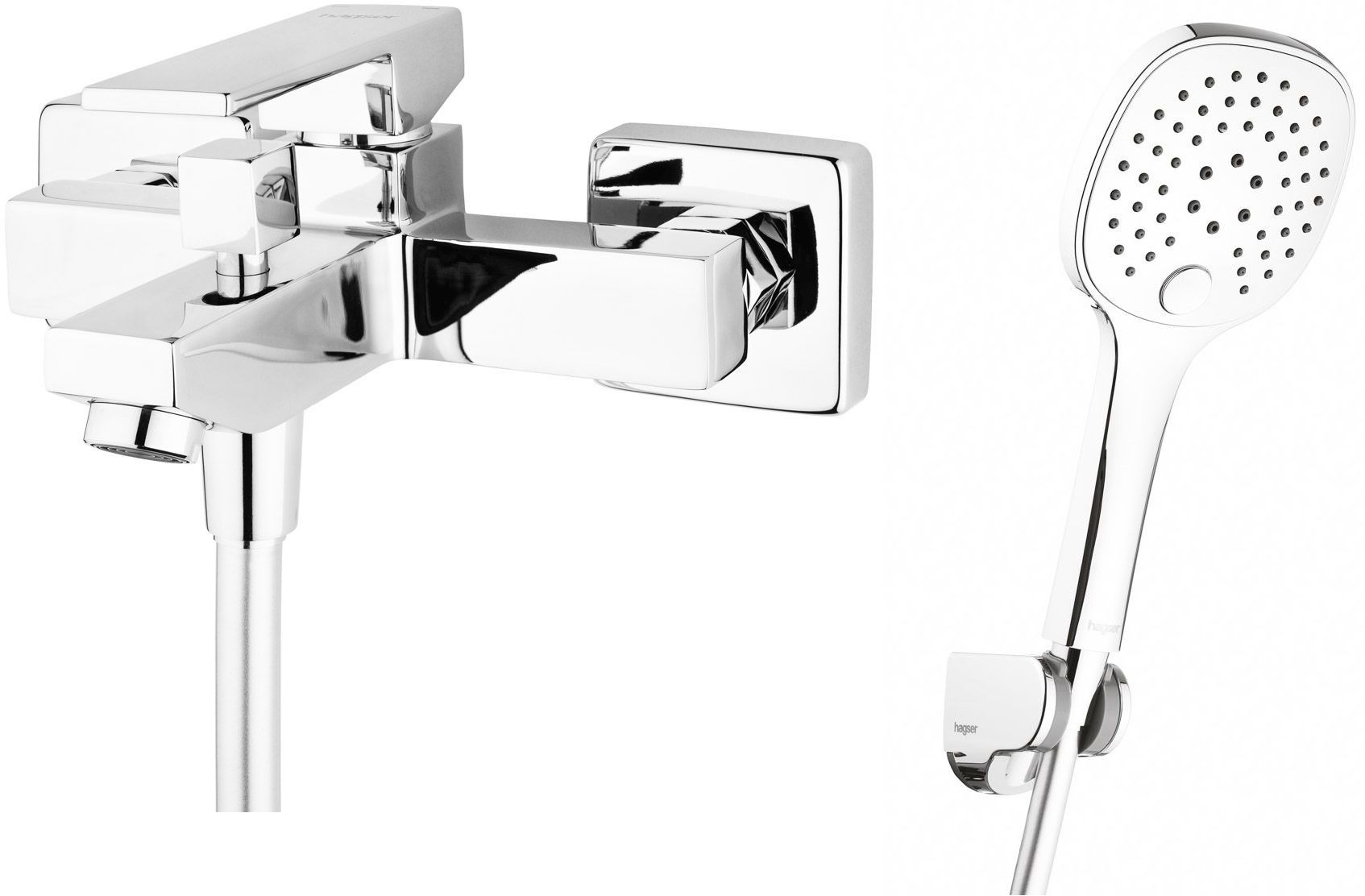 Zestaw Hagser Ulva bateria wannowo-prysznicowa ścienna z kompletem natryskowym Emma Birgit chrom HGR55000036 - Wysyłka w 24h