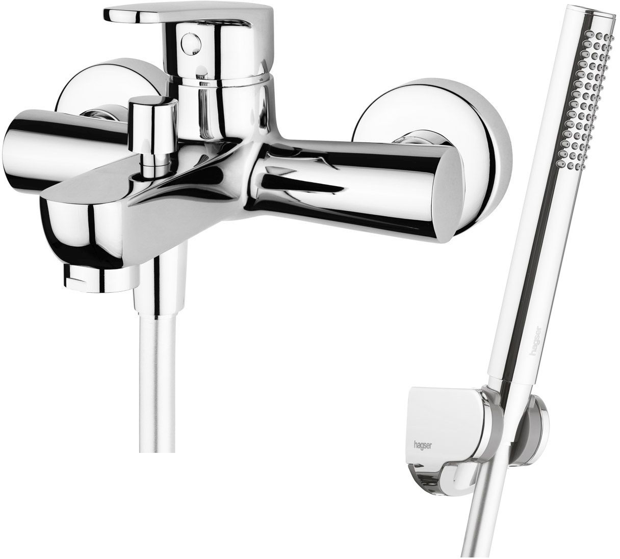 Zestaw Hagser Della bateria wannowo-prysznicowa ścienna z kompletem natryskowym Mia Birgit chrom HGR39000036 - Wysyłka w 24h