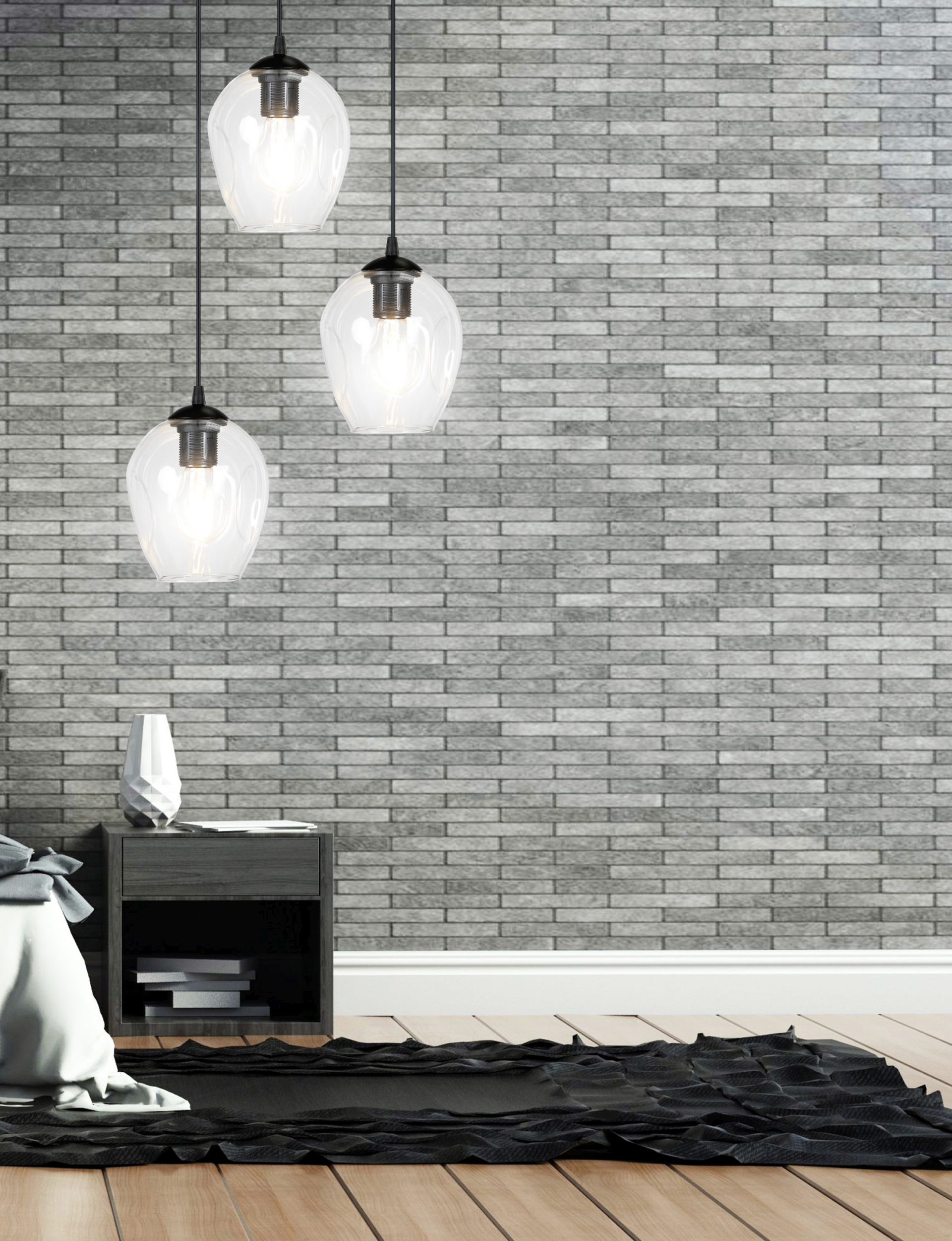 Emibig Istar lampa wisząca 3x15 W czarna-przezroczysta 679/3PREM