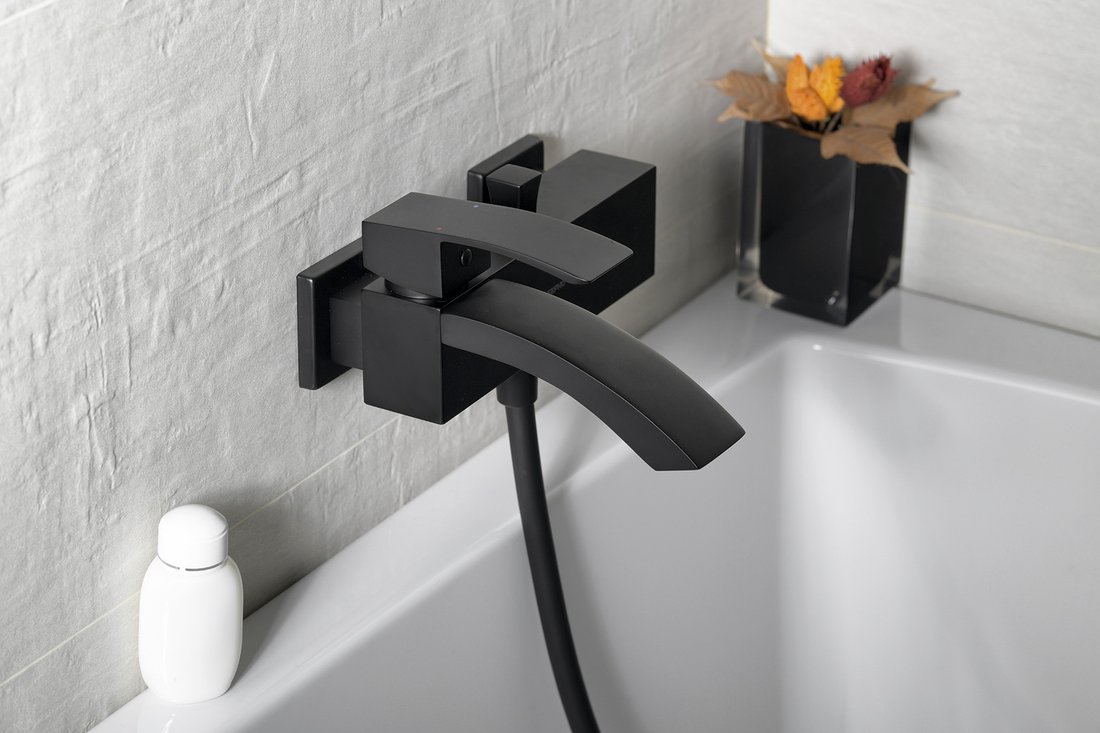 Sapho Ginko bateria wannowo-prysznicowa ścienna czarny mat 1101-10B