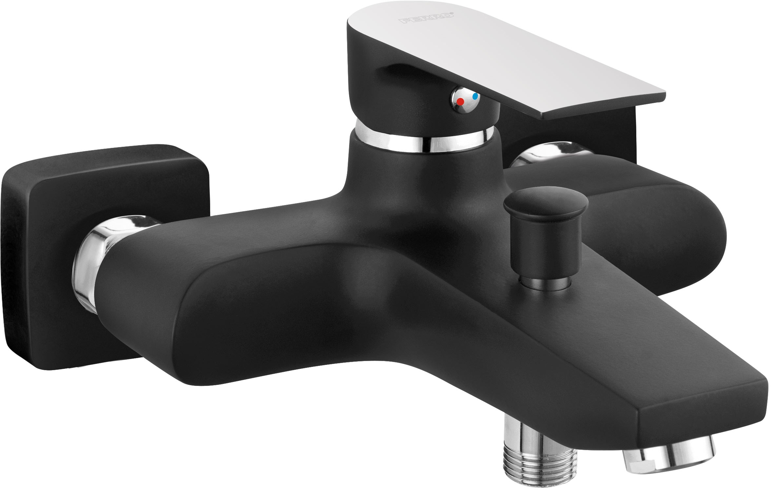 Ferro Algeo Square Black bateria wannowo-prysznicowa ścienna czarny mat/chrom BAQ1BLC