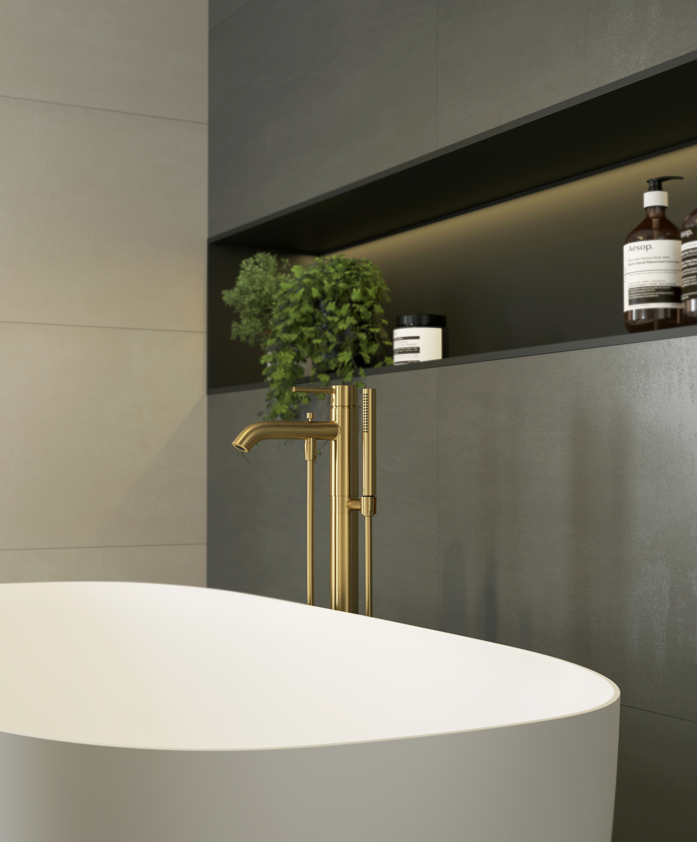 Kludi Bozz bateria wannowo-prysznicowa wolnostojąca złoty szczotkowany 38590N076