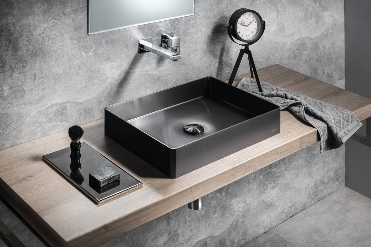 Sapho Aurum umywalka 50x35,2 cm nablatowa prostokątna antracytowa AU103