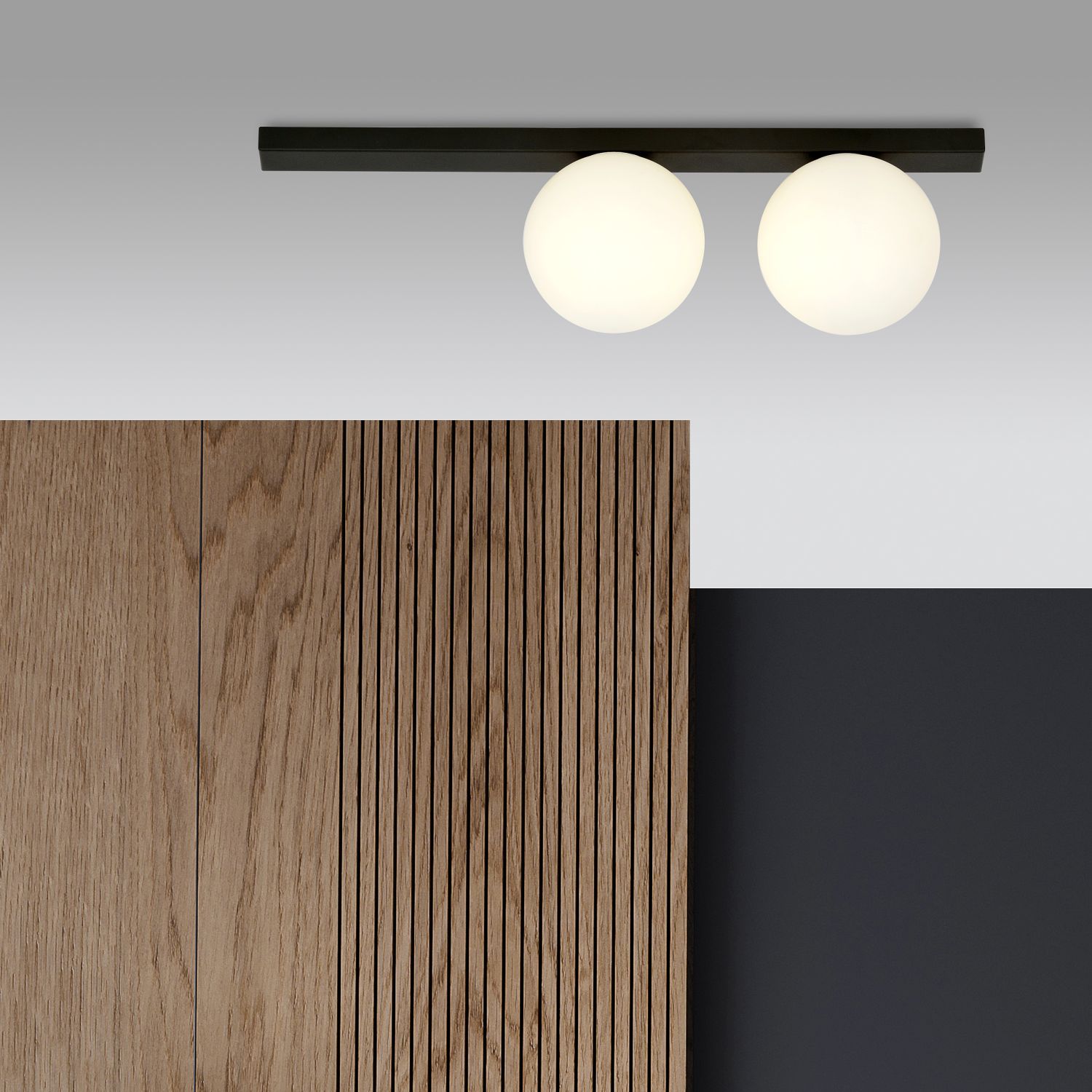 Emibig Fit lampa podsufitowa 2x10 W czarna-opal 1124/2