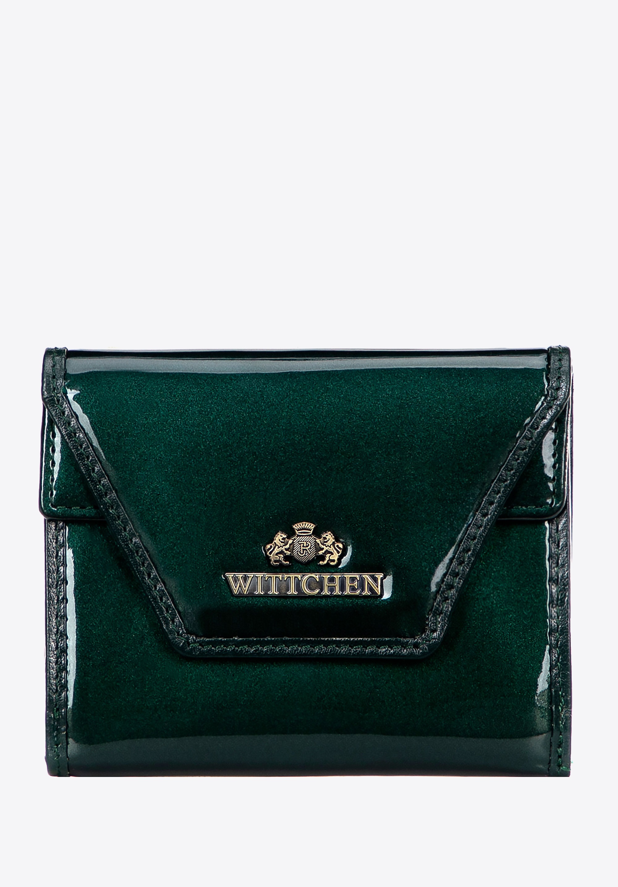 Portfel damski ze skóry lakierowanej zielony