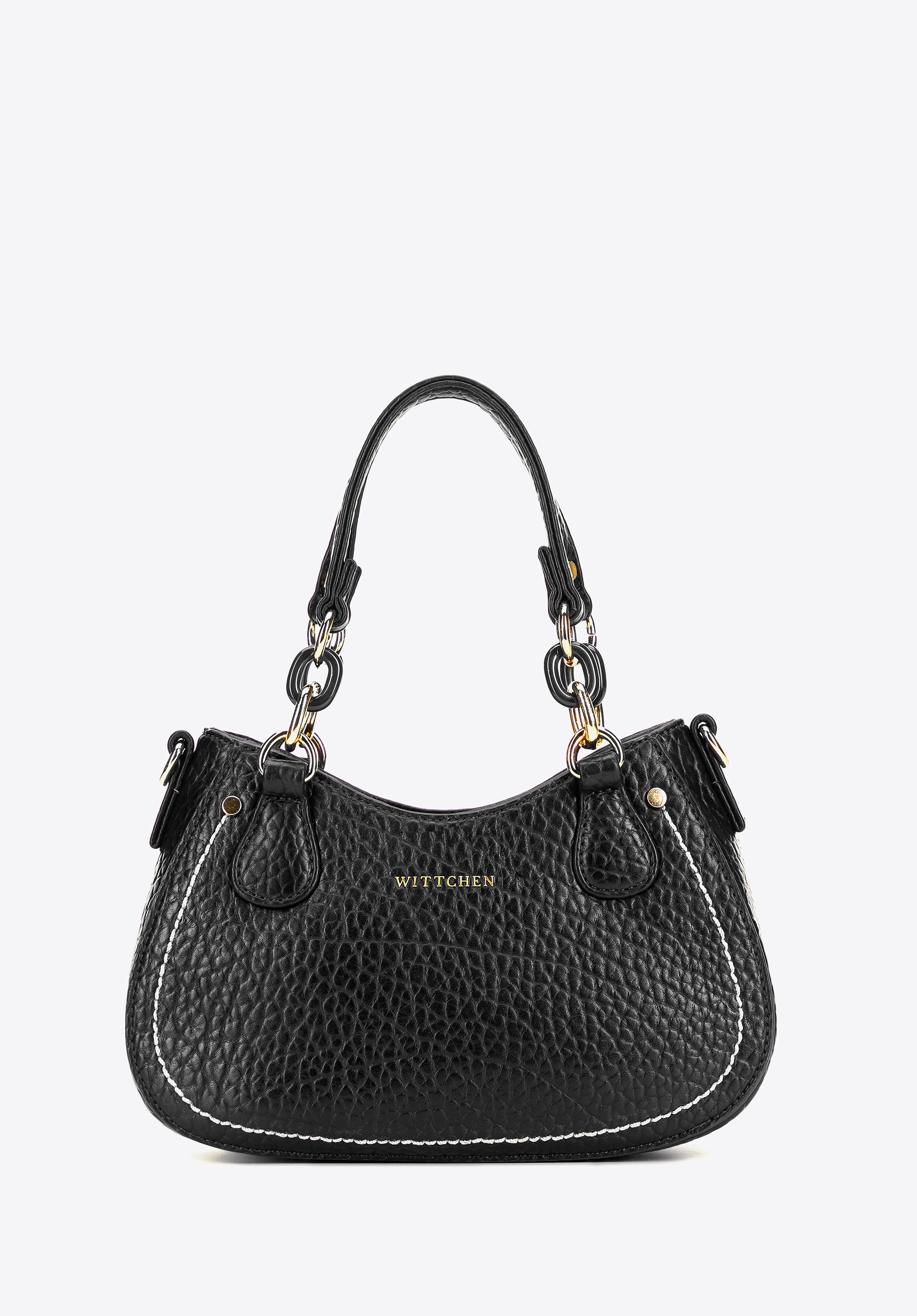 Torebka bagietka z imitacji skóry z kontrastowym przeszyciem czarna