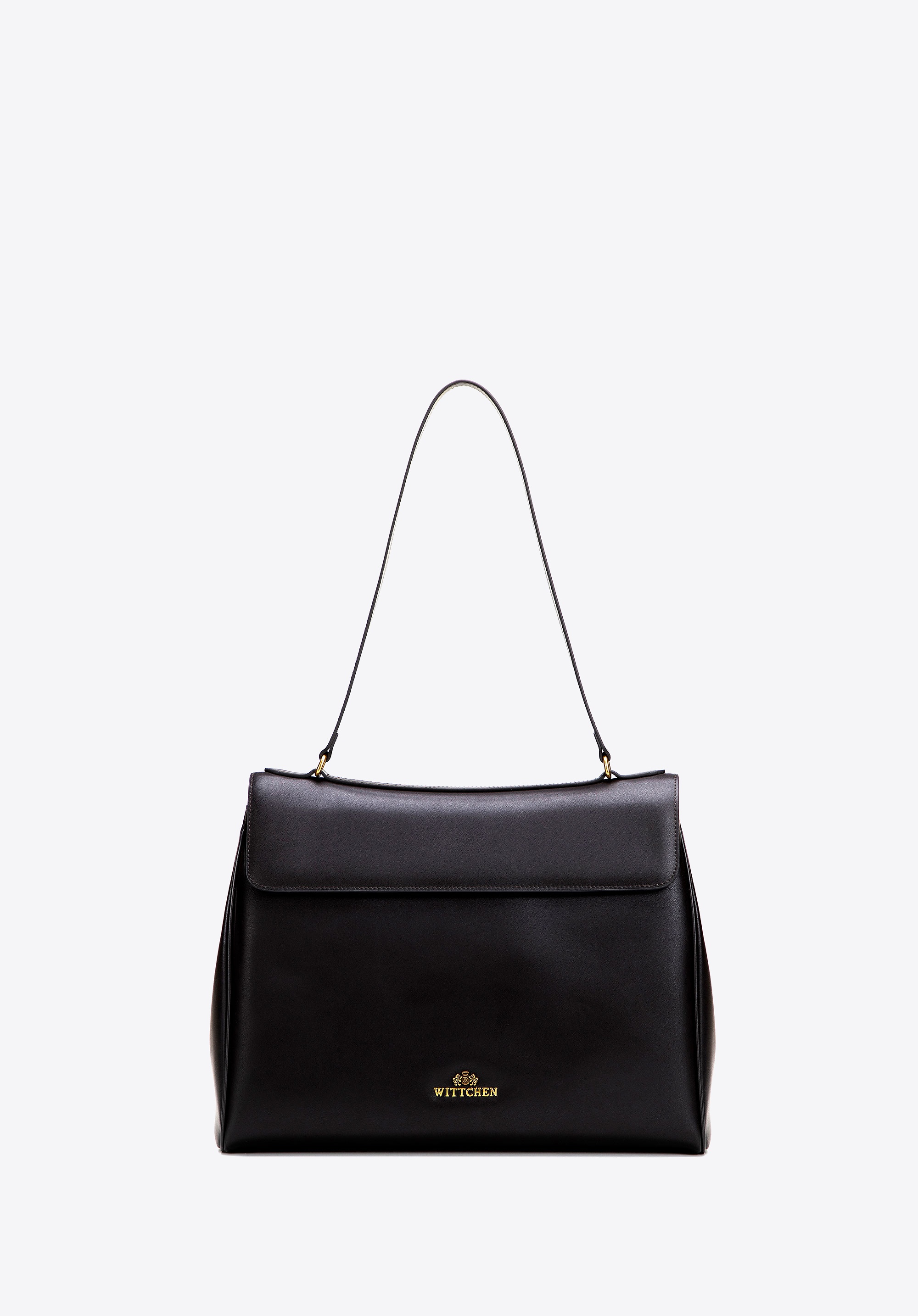 Pojemna torebka na ramię ze skóry naturalnej ciemny brąz