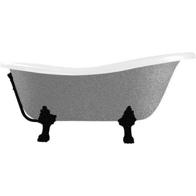 BESCO Wanna wolnostojąca OTYLIA GLAM SREBRNA 160x77 cm nogi czarne #W