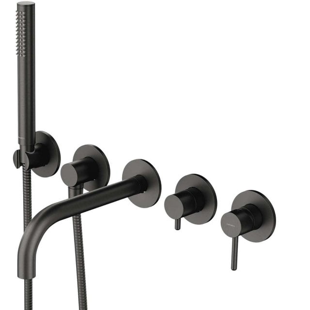 OMNIRES Bateria wannowa Y 5-otworowa podtynkowa z długą wylewką grafi