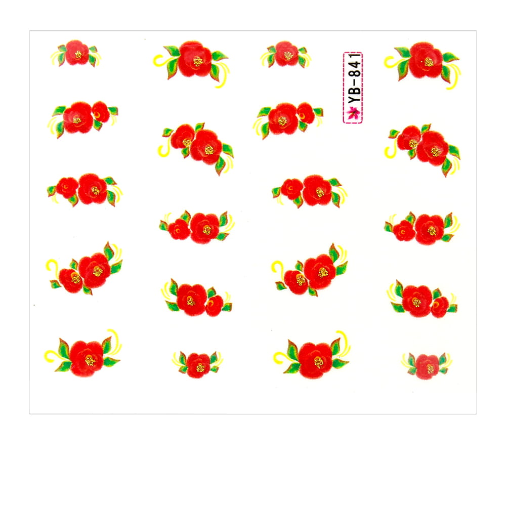 Naklejki wodne do paznokci kwiaty YB-841