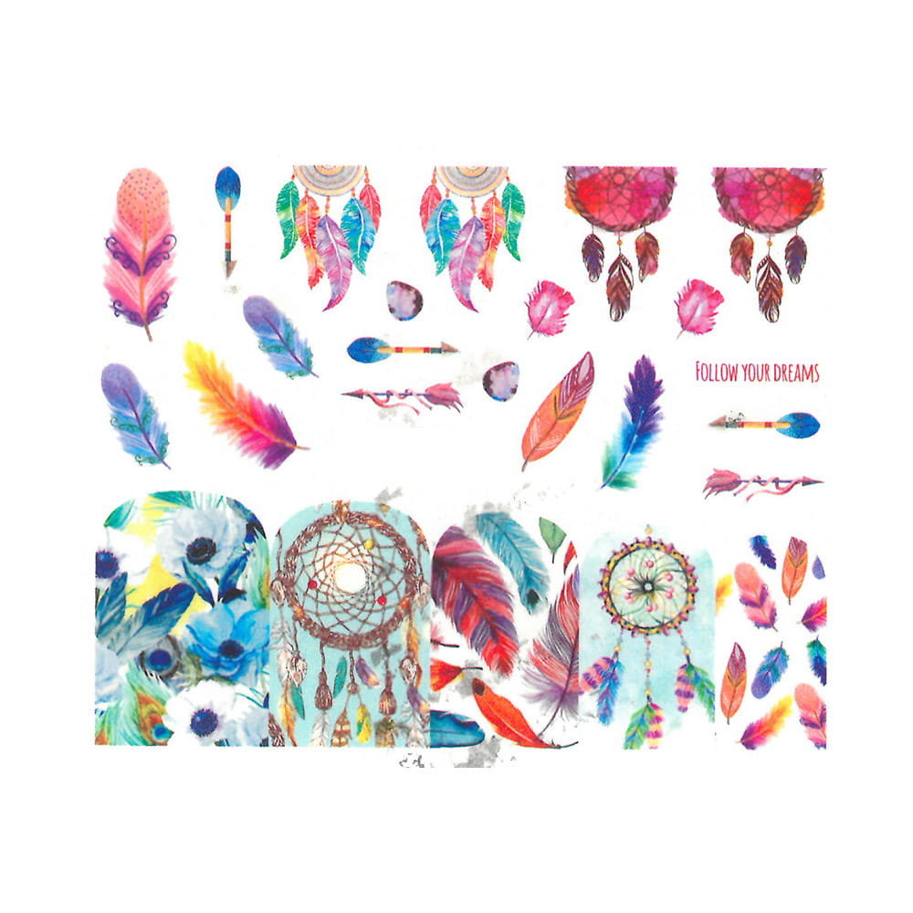 Naklejki wodne do paznokci łapacz snów BN-901