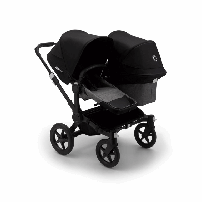 Bugaboo, Donkey3 Duo - wózek głęboko-spacerowy dla dwójki dzieci w różnym wieku -Black-Grey Melange-Black