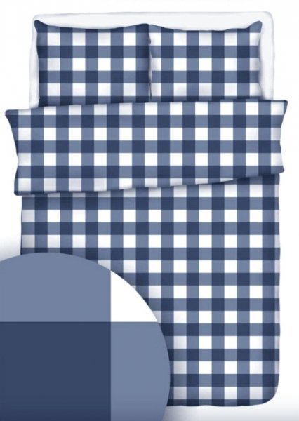 Poszewka 50x70 - KORA, 100% bawełna wz. Krata IKA niebieska