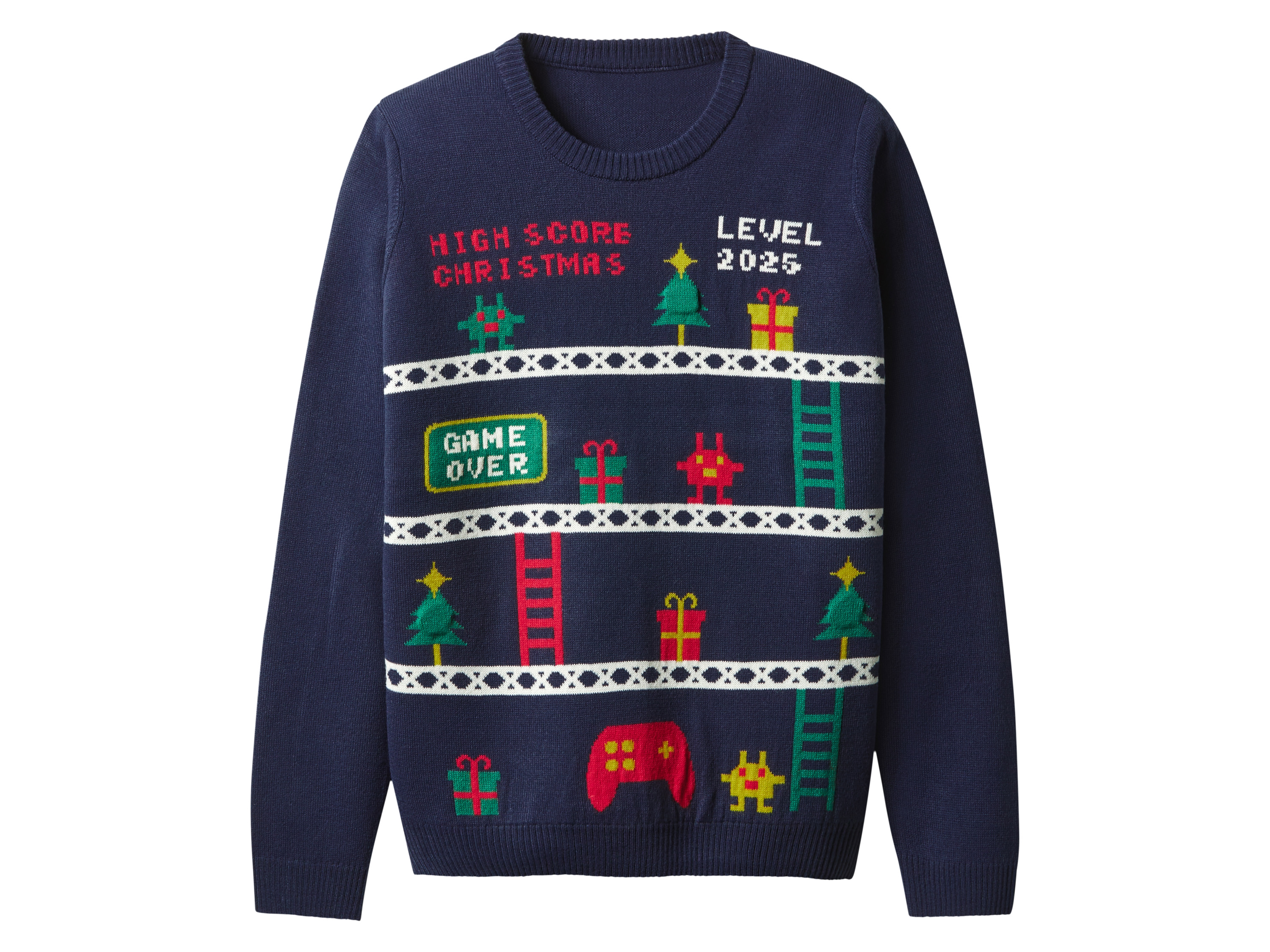 esmara Sweter świąteczny dziecięcy z efektem LED Granatowy, 146/152