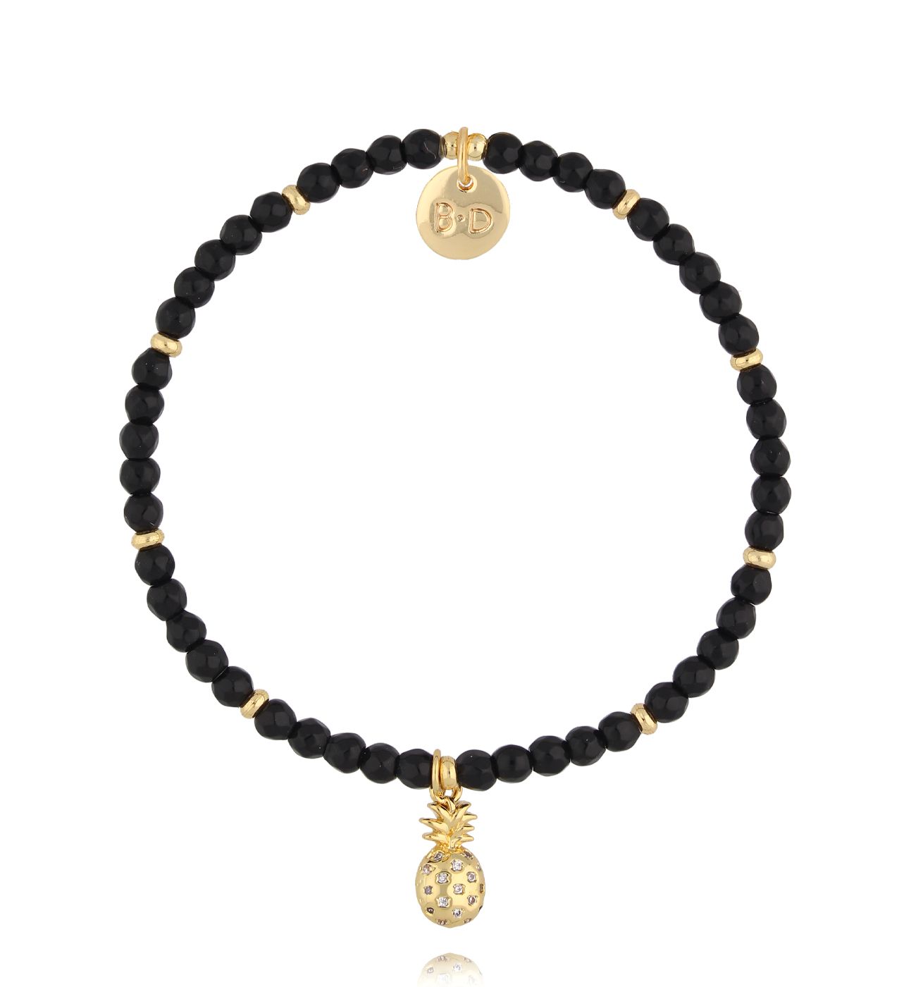 Bransoletka z czarnymi agatami i ananasem BTW3396