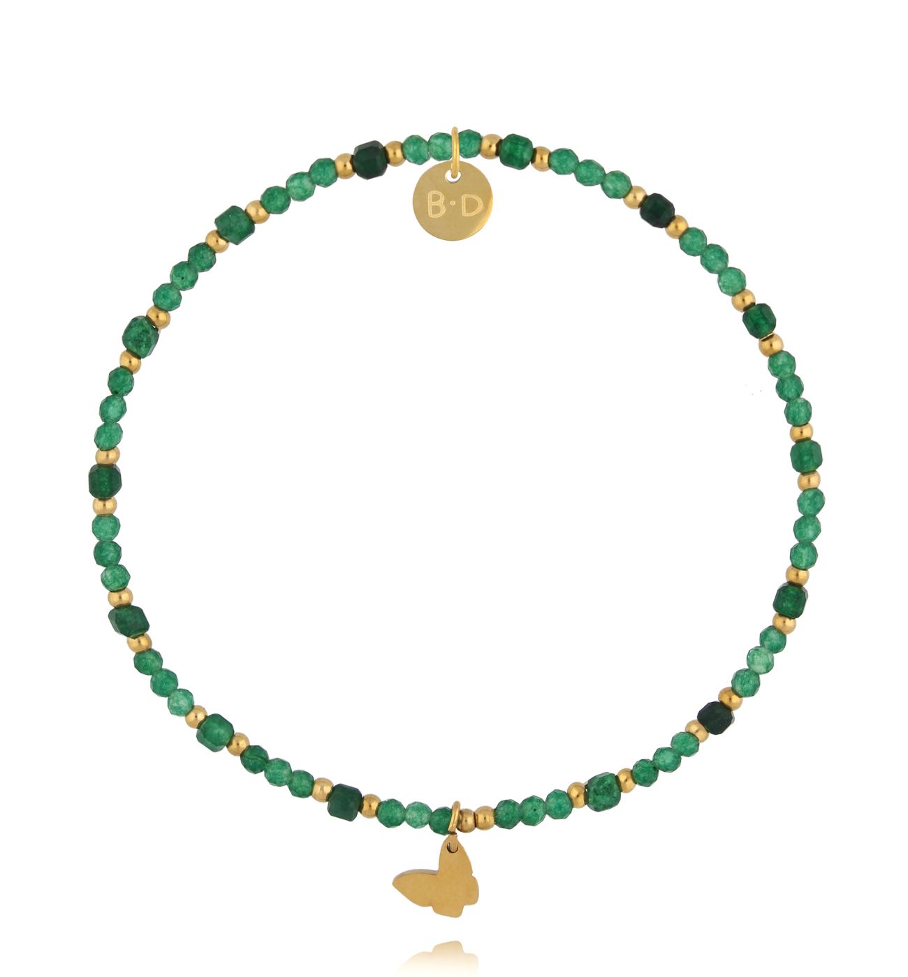 Bransoletka zielona z motylkiem - By Dziubeka