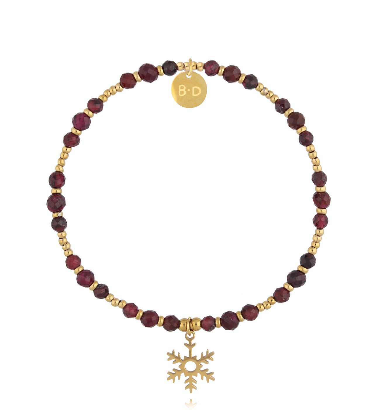 Bransoletka bordowa ze śnieżynką BTW3224