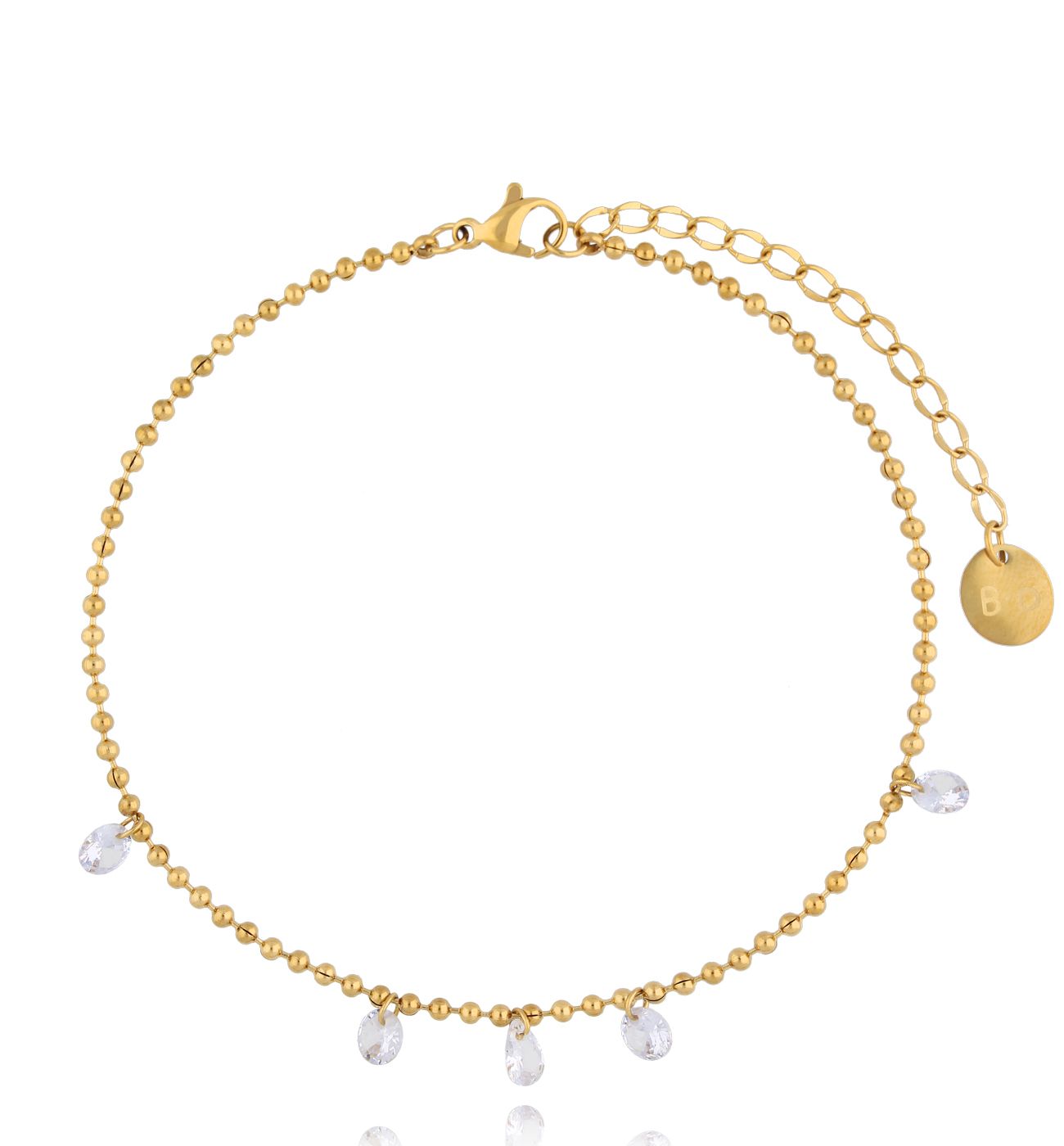 Bransoletka na nogę złota z kryształkami BNSY0035