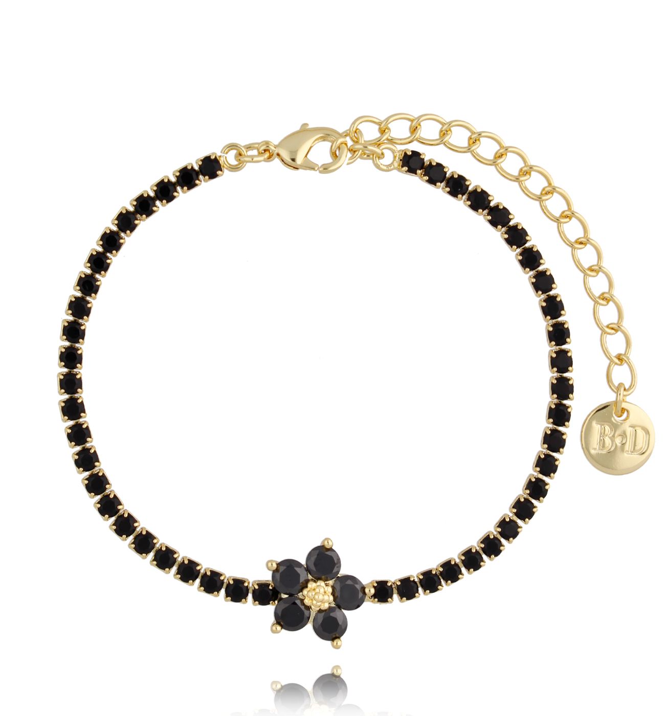 Bransoletka kryształkowym czarnym kwiatkiem Instyle BSS0107