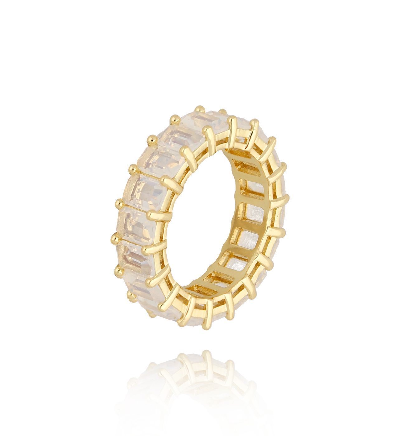 Pierścionek złoty z mlecznymi kryształkami Ame PRG0251