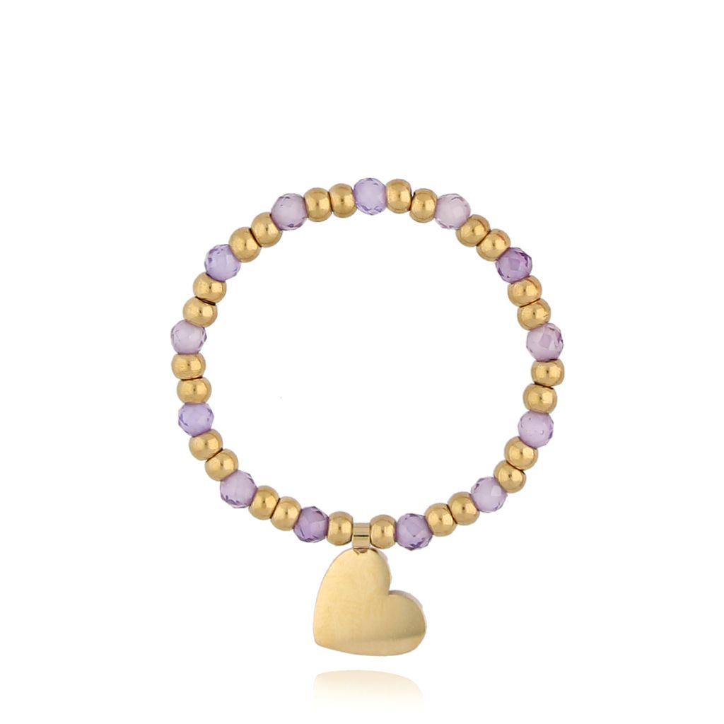 Pierścionek fioletowy z sercem Wildhaven PSC0420 - By Dziubeka