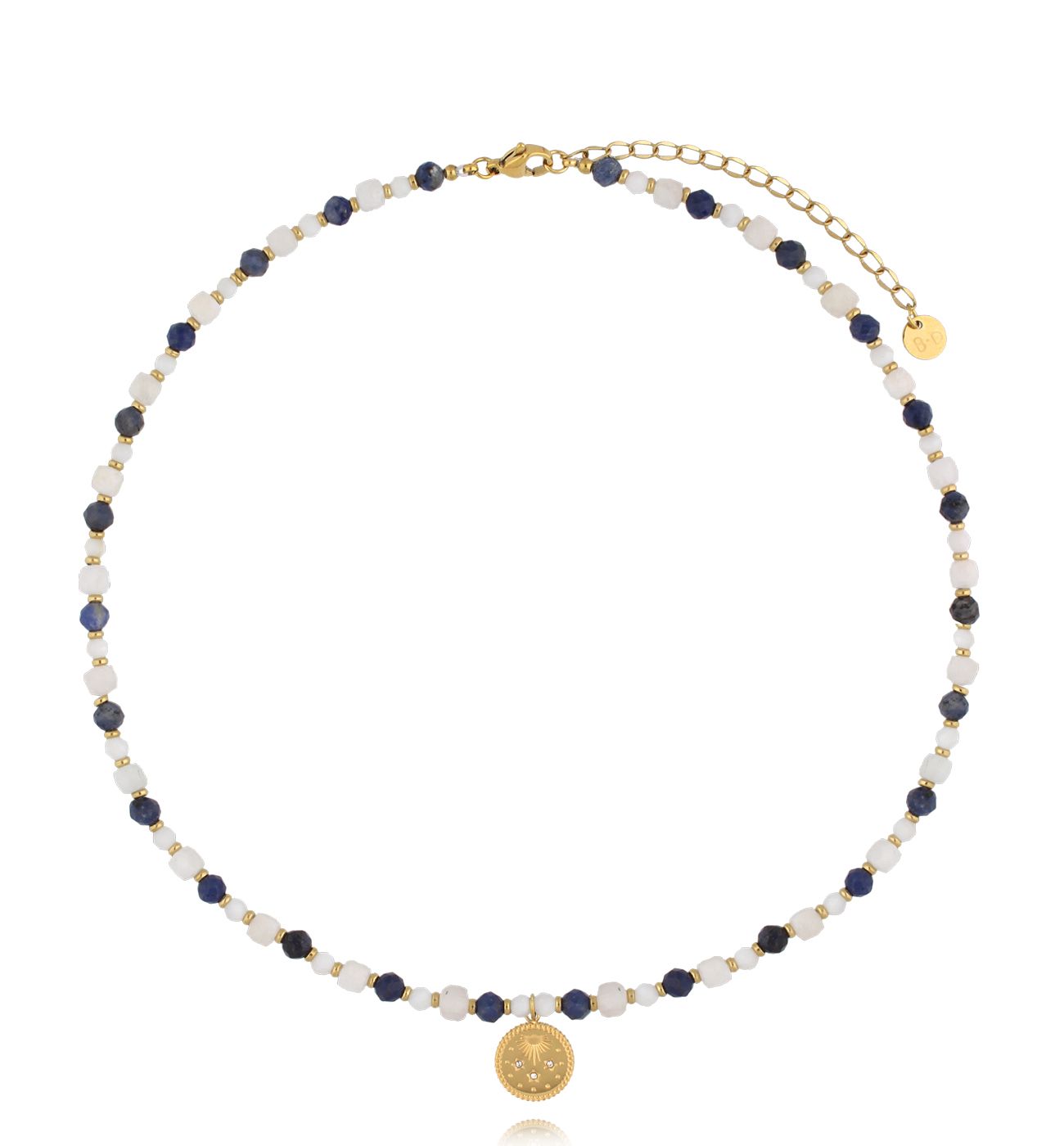 Naszyjnik z sodalitami i złotą zawieszką NTW1460