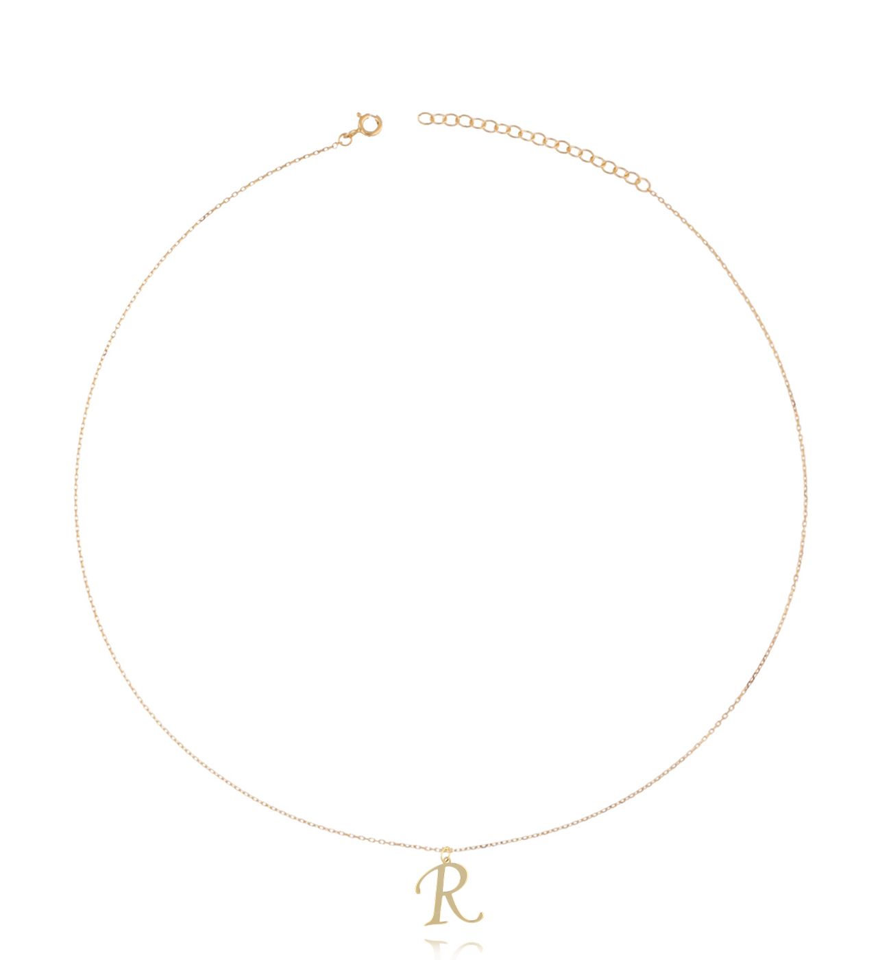 Naszyjnik srebrny pozłacany z literką R NAT0276