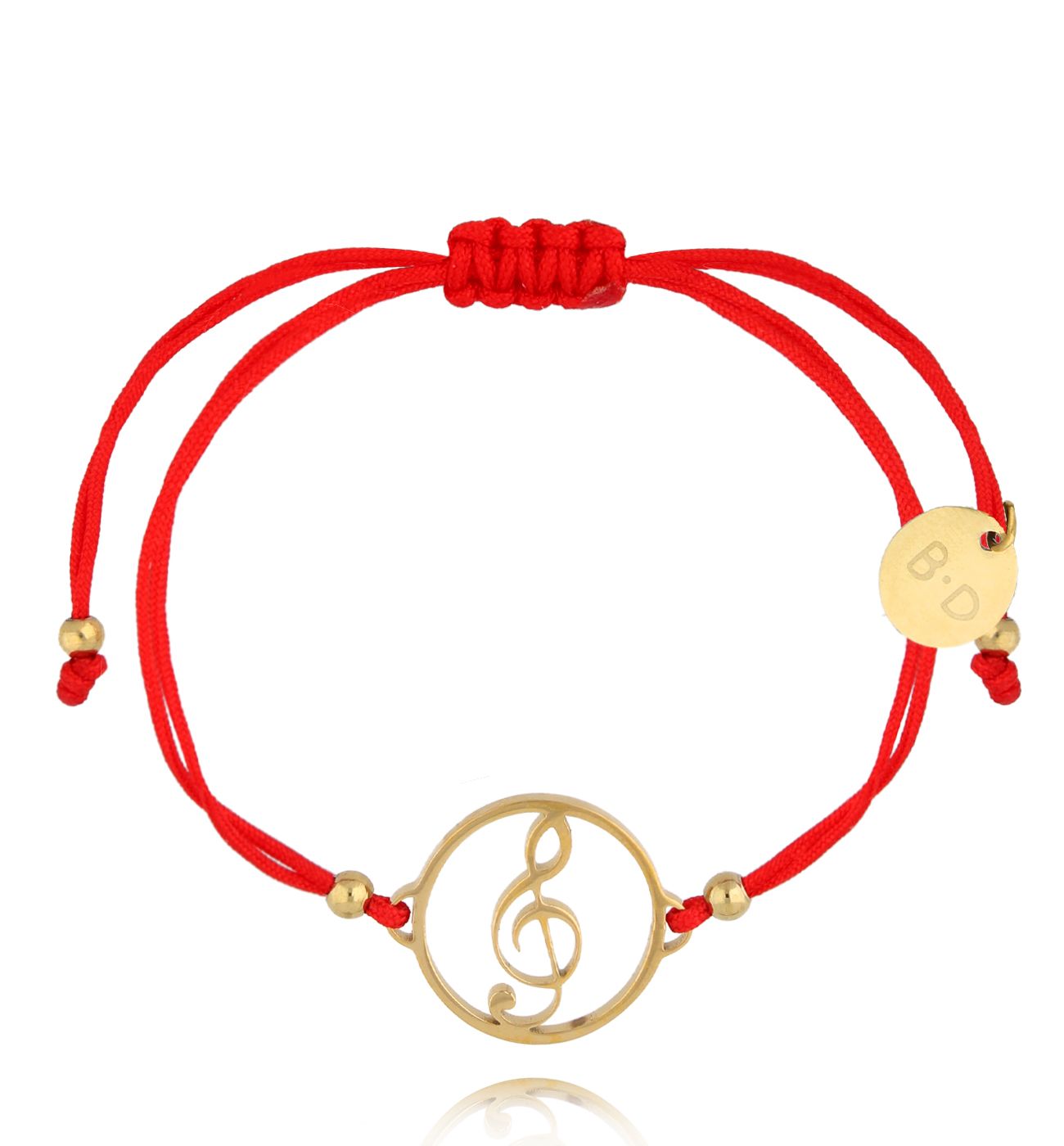 Bransoletka czerwona ze złotą nutką Musicale BGL0888 - By Dziubeka