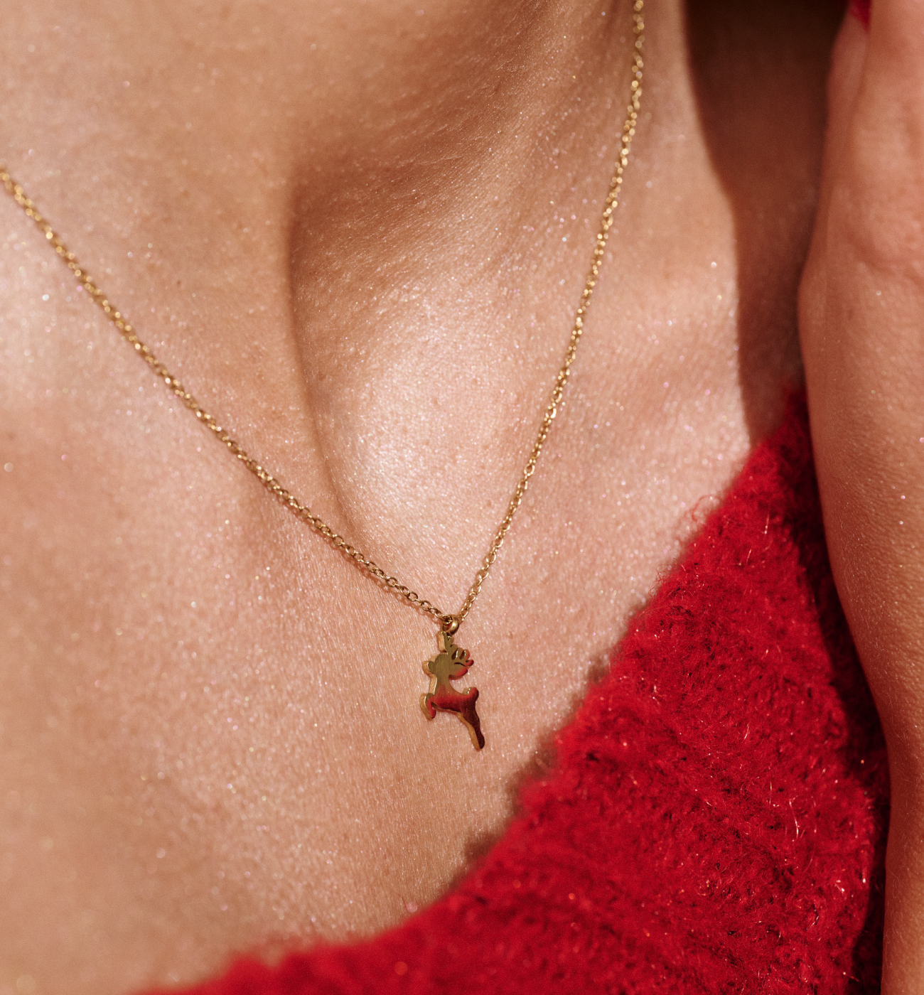 Naszyjnik z reniferem złoty - By Dziubeka