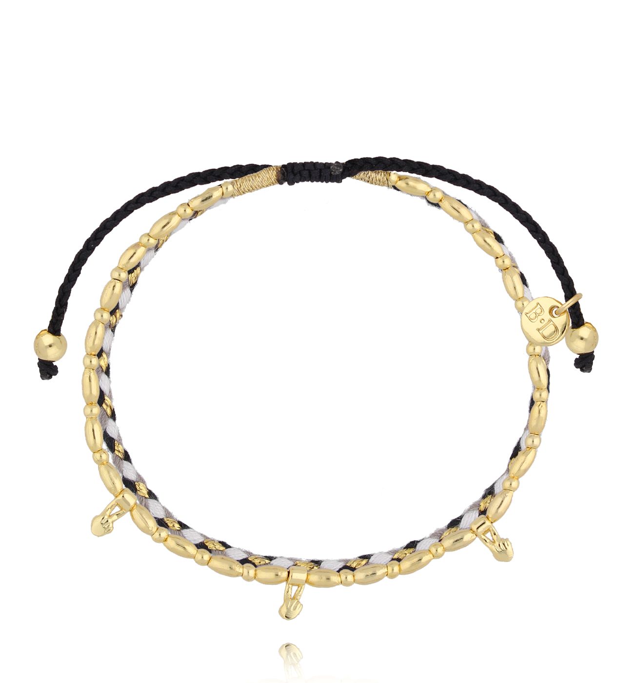 Bransoletka złota z szarym sznurkiem - By Dziubeka