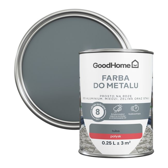 Farba antykorozyjna GoodHome połysk ciemny szary 0,25 l