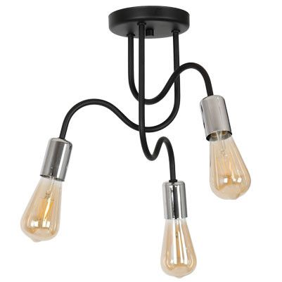 Lampa sufitowa wisząca Luminex Dow 0714 czarny mat-chromowana industrialna 3xE27 x 15W 1 szt.