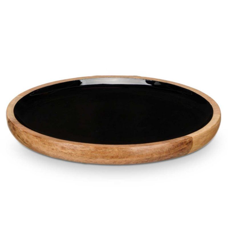 Talerz Gi Duży Bambusowy Czarne Wykończenie 25 Cm 1Szt.