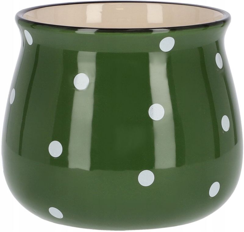 Doniczka ceramiczna KOTARBAU w grochy zielona 125 mm 1 szt.