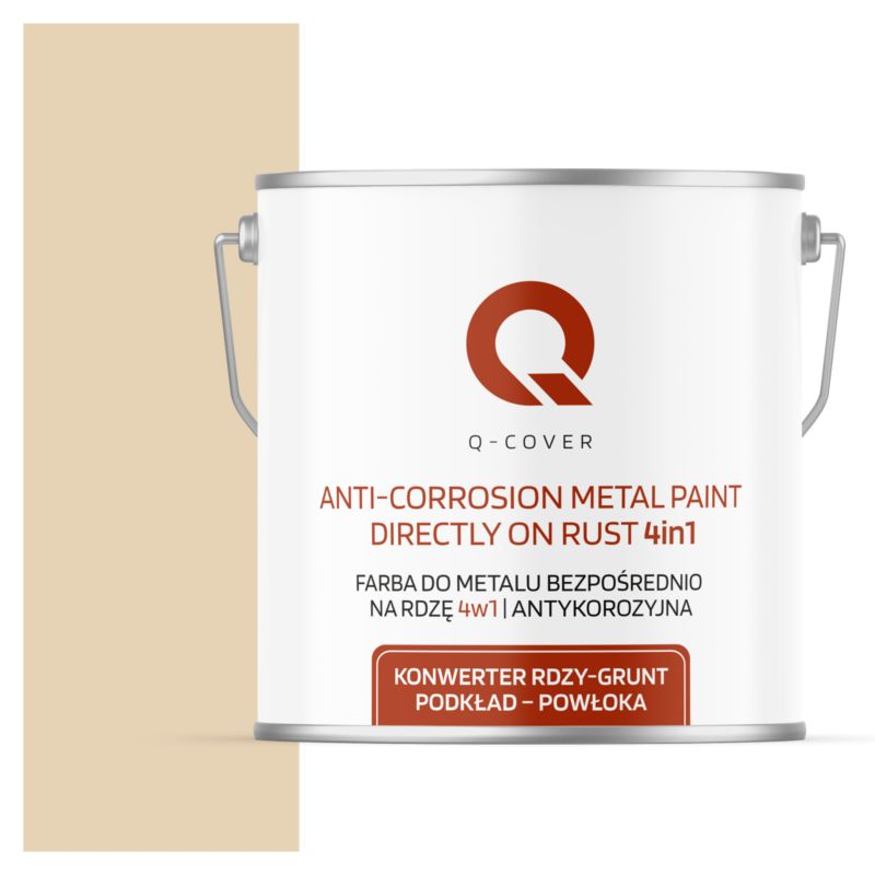 Farba do Metalu Prosto na Rdzę 4w1 Q-Cover Kremowo beżowy RAL1015 Mat 5L