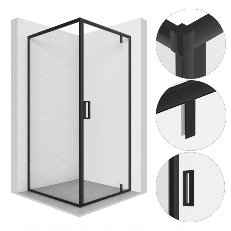 Kabina prysznicowa 100x100 kwadratowa uchylna IBERIS SEVANTE czarna 1 szt.